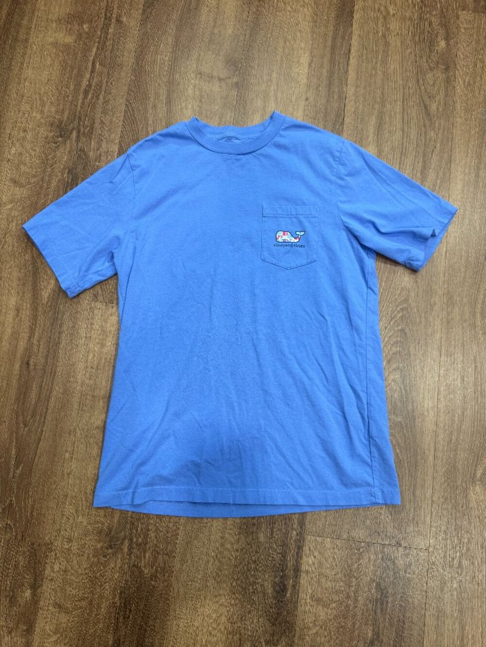 Vineyard Vines Whale Pocket T-Shirt Youth L 16 Blue 100% Cotton
